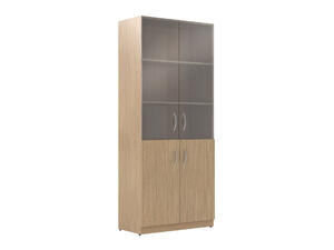 Офисная мебель Simple Шкаф комбинированный со стеклом SR-5W.2 Легно светлый 770х375х1817