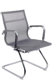 Кресло офисное Сильвия gray CF хром серая сетка черна ткань