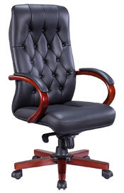Кресло руководителя Monaco Wood (EP-082 W Leather Black) Кожа Черная