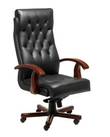 Кресло руководителя Darwin A Кожа черная 1120x500x690