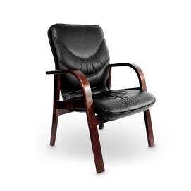Конференц-кресло Leeds Wood С Кожа черная 970x500x670