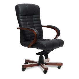 Кресло офисное Atlant B Кожа черная 1120x520x690