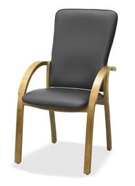 Конференц-кресло Джуно Комфорт экокожа премиум черная CN1114/дерево-темный орех аида