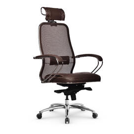 Кресло офисное Трон коричневая кожа