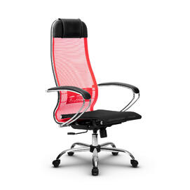 Кресло руководителя МЕТТА Комплект 4 основание 17833 Сетка Т Красный/Черный 520х200х900