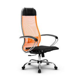 Кресло руководителя МЕТТА Комплект 4 основание 17833 Сетка Т Оранжевый/Черный 520х200х900