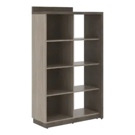 Кабинет руководителя Wood&Stone (Sk) Стеллаж комбинированный на 4 секции левый СФ-534101 Дрифтвуд/Бетон Чикаго Темный 1037х455х1770