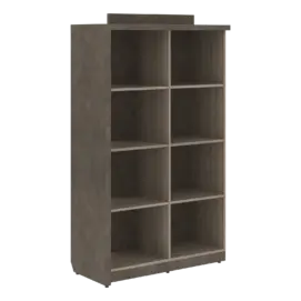 Кабинет руководителя Wood&Stone (Sk) Стеллаж комбинированный на 4 секции правый СФ-534102 Дрифтвуд/Бетон Чикаго Темный 1037х455х1770