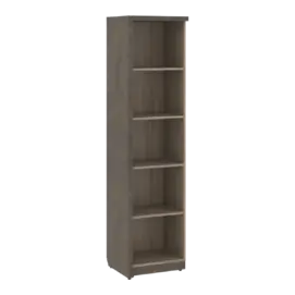 Кабинет руководителя Wood&Stone (Sk) Стеллаж узкий на 5 секций СФ-534501 Дрифтвуд/Бетон Чикаго Темный 537х455х2083