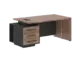 Кабинет руководителя Velion Veneer Стол руководителя с тумбой VRCT 1890(L) Американский орех/Черный матовый/Яшма черный 1800х900х750