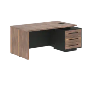 Кабинет руководителя Velion Veneer Стол руководителя с тумбой VRCT 1890(R) Американский орех/Черный матовый/Яшма черный 1800х900х750