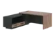 Кабинет руководителя Velion Veneer Стол руководителя с тумбой VRCT 1919(L) Американский орех/Черный матовый/Яшма черный 1900х1900х750