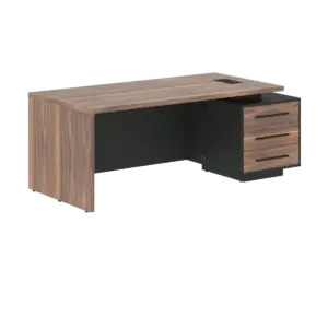 Кабинет руководителя Velion Veneer Стол руководителя с тумбой VRCT 2090(R) Американский орех/Черный матовый/Яшма черный 2000х900х750