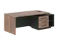 Кабинет руководителя Velion Veneer Стол руководителя с тумбой VRCT 2190(R) Американский орех/Черный матовый/Яшма черный 2100х900х750