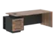 Кабинет руководителя Velion Veneer Стол руководителя с тумбой VRCT 2290(L) Американский орех/Черный матовый/Яшма черный 2200х900х750