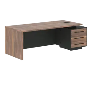 Кабинет руководителя Velion Veneer Стол руководителя с тумбой VRCT 2290(R) Американский орех/Черный матовый/Яшма черный 2200х900х750
