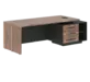 Кабинет руководителя Velion Veneer Стол руководителя с тумбой VRCT 2390(R) Американский орех/Черный матовый/Яшма черный 2300х900х750