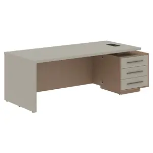 Кабинет руководителя Velion Стол рабочий с тумбой VCT 2290(R) Яшма черный/Бронза браш/Кобра 2200х900х750