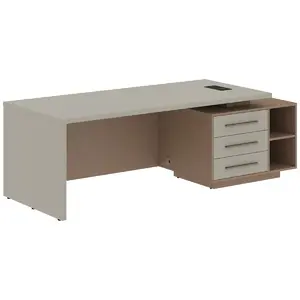 Кабинет руководителя Velion Стол рабочий с тумбой VCT 2390(R) Яшма черный/Черный матовый/Дуб Сильвер 2300х900х750