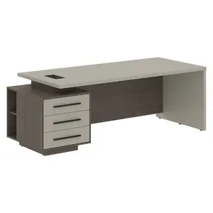 Кабинет руководителя Velion Стол рабочий с тумбой VCT 2290(L) Аметист/Бронза браш/Кобра 2200х900х750