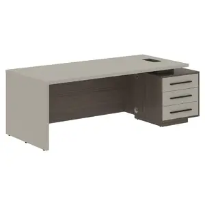 Кабинет руководителя Velion Стол рабочий с тумбой VCT 2290(R) Яшма черный/Бронза браш/Кобра 2200х900х750