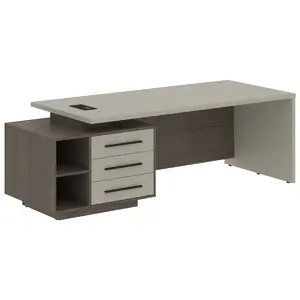 Кабинет руководителя Velion Стол рабочий с тумбой VCT 2390(L) Яшма черный/Бронза браш/Кобра 2300х900х750