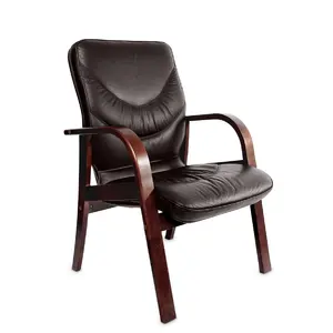 Стул офисный LEEDS WOOD D кожа Madras Grigio+кожзам