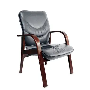 Стул офисный LEEDS WOOD D кожа Madras Grigio+кожзам