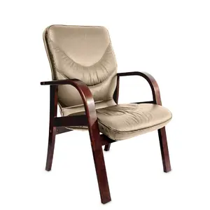 Стул офисный LEEDS WOOD D кожа Madras Grigio+кожзам