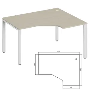 Офисная мебель Trend metal Стол эргономичный правый TDM32215384 Дуб феррара/Белый 1400х1200х750
