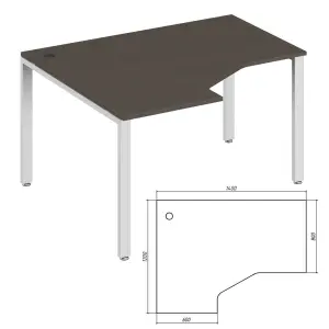 Офисная мебель Trend metal Стол эргономичный левый TDM32215434 Орех экко/Белый 1400х1200х750