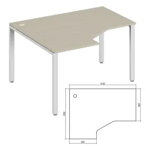 Офисная мебель Trend metal Стол эргономичный левый TDM32215434 Орех экко/Белый 1400х1200х750