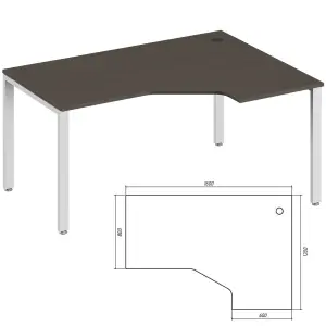 Офисная мебель Trend metal Стол эргономичный правый TDM32215535 Орех экко/Антрацит 1600х1200х750