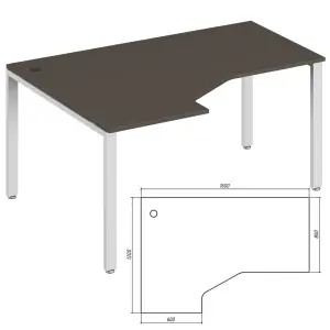 Офисная мебель Trend metal Стол эргономичный левый TDM32215635 Орех экко/Антрацит 1600х1200х750