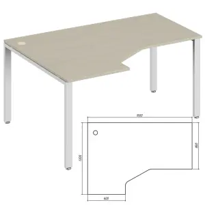 Офисная мебель Trend metal Стол эргономичный левый TDM32215635 Орех экко/Антрацит 1600х1200х750