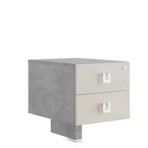 Кабинет руководителя Solid B Тумба приставная с 2 ящиками SOB39130123 Дуб шамони светлый/Бетон светлый 420х570х630