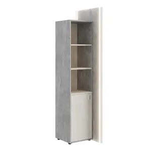 Кабинет руководителя Solid B Шкаф-стеллаж с подсветкой SOB39150154 Вяз/Бетон темный 490х700х2160
