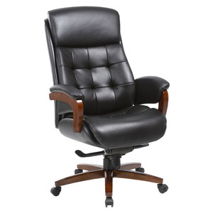 Кресло руководителя Бюрократ MEGA MEGA/BLACK Кожа черная/задняя часть спинки искус. кожа черная