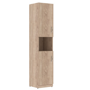Офисная мебель Simple Шкаф колонка с 2-мя глухими малыми дверьми левый SR-5U.4(L) Дуб Сонома светлый 386х375х1817
