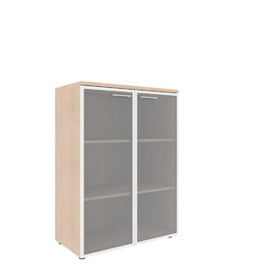 Офисная мебель Xten Шкаф со стеклянными дверьми в алюминевой рамке с топом XMC 85.7 Бук Тиара 856x432x1190