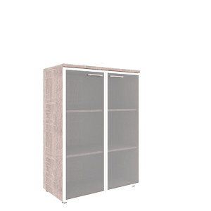 Офисная мебель Xten Шкаф со стеклянными дверьми в алюминевой рамке с топом XMC 85.7 Дуб Сонома 856x432x1190