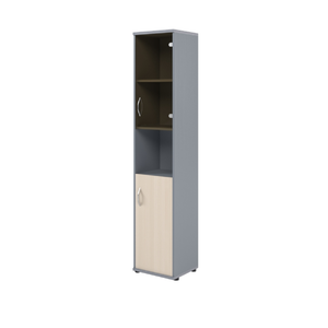 Офисная мебель Имаго Шкаф колонка с малой глухой и стеклянной дверьми СУ-1.4(R) Клен/Металлик 403х365х1975