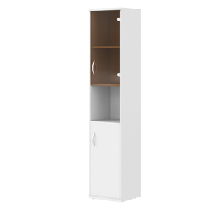 Офисная мебель Имаго Шкаф колонка с малой глухой и стеклянной дверьми СУ-1.4(R) Белый 403х365х1975