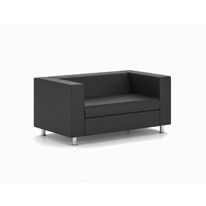 Диван двухместный Chairman АЛЕКТО Экокожа Euroline 9100 (Черная) 1460х850х700