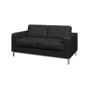 Диван двухместный БЕНТЛИ Ben2-2 Экокожа Ecotex 3001 (черная) 1600х840х825