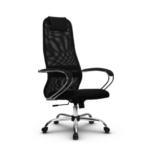 Кресло руководителя SU-BK131-8, осн.003 (Ch) сетка/ткань-сетка (Черная) 260x680x910