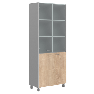 Офисная мебель Offix-new Шкаф комбинированный OHC 87.2 Дуб Сонома светлый/Металлик 874х450х2147