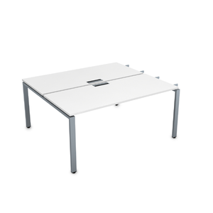Офисная мебель Gloss Стол системы БЕНЧ, на 2 рабочих места,начальный СБДН-П.985 Белый премиум/Алюминий матовый 1800x1635x750