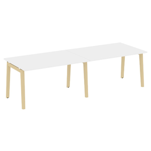Офисная мебель Onix Wood Стол переговорный (2 столешницы) OW.PRG-2.3 Белый бриллиант/Дуб светлый 2760х980х750