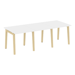 Офисная мебель Onix Wood Стол переговорный (3 столешницы) OW.PRG-3.0 Белый бриллиант/Дуб светлый 2340х980х750